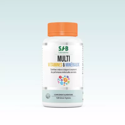 Multi vitamines & minéraux - 120 gélules - Étudiants et actifs - Complément alimentaire - SFB Laboratoires